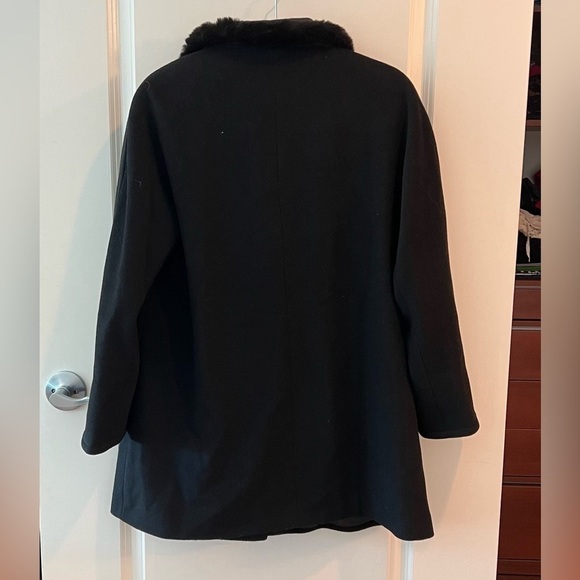 Ellen Tracy wool blend faux fur trim coat - Picture 9 of 16